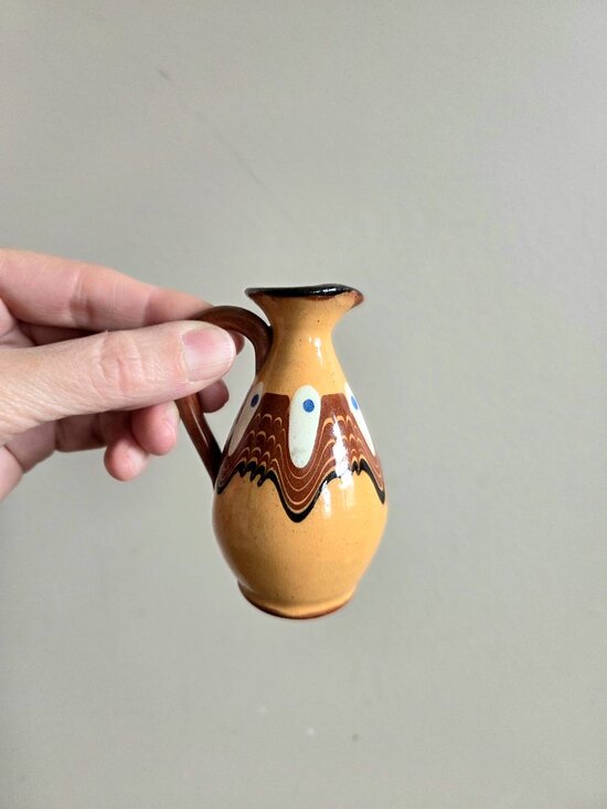 vintage Other - Vintage Miniature Ceramic Pitcher Bulgarian Traditional Troyan Pottery